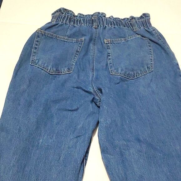 Boho Trendy Ultra High Waist Paperbag Straight Leg Button Fly Jeans 30 - Picture 8 of 12